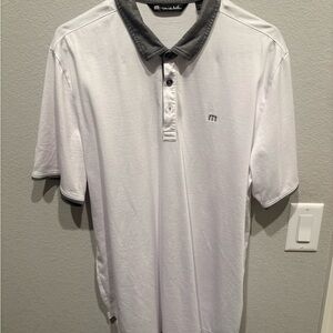Travis Mathew White Polo with Gray Accents